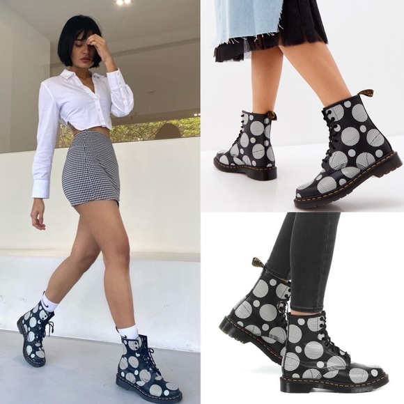 Dr. Martens 1460 Polka Dot Smooth Leather Lace Up Boots - Picture 8 of 8